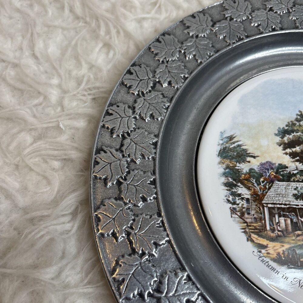 Currier & Ives Pewter Plate "Autumn In New England" - Picture 13 of 16